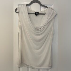 Bobeau White Draped Sleeveless Top